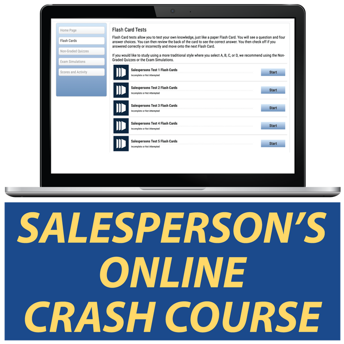 Salesperson's Online Crash Course Study Real Estate Tests Online